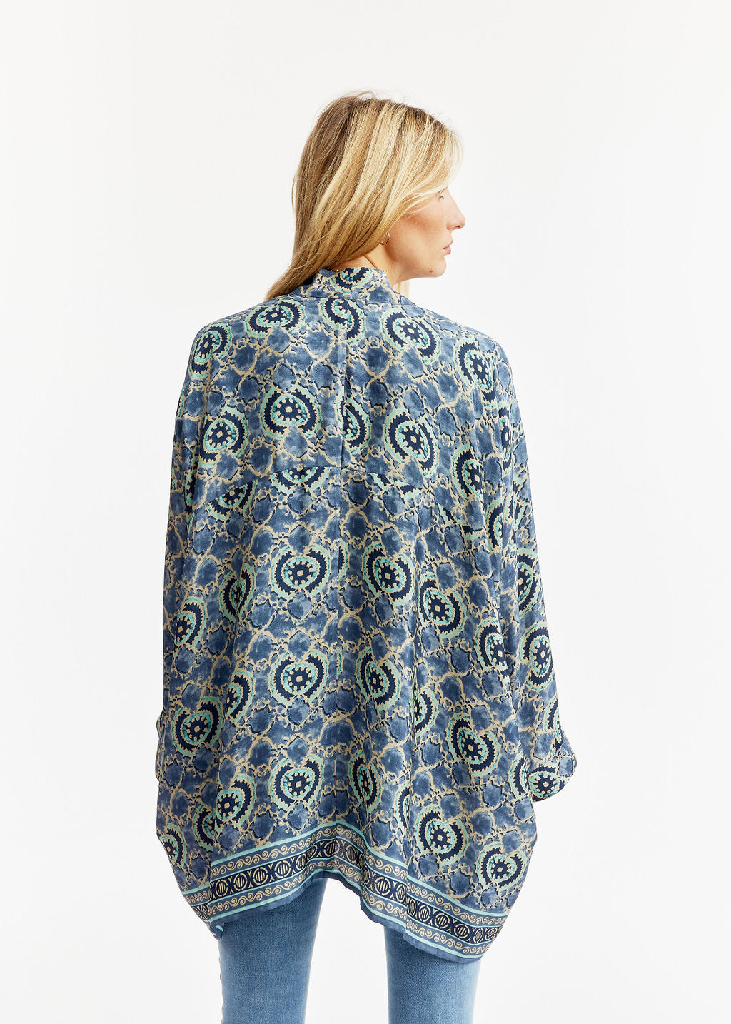 Kimono court imprimé Bleu | Vêtements Femme Lauren Vidal 3