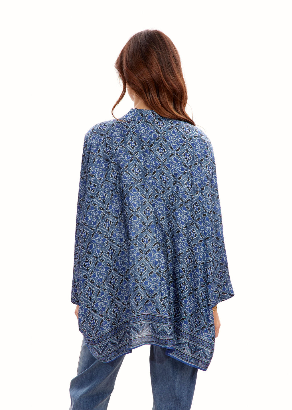 Kimono court imprimé bleu | Vêtements Femme Lauren Vidal 3