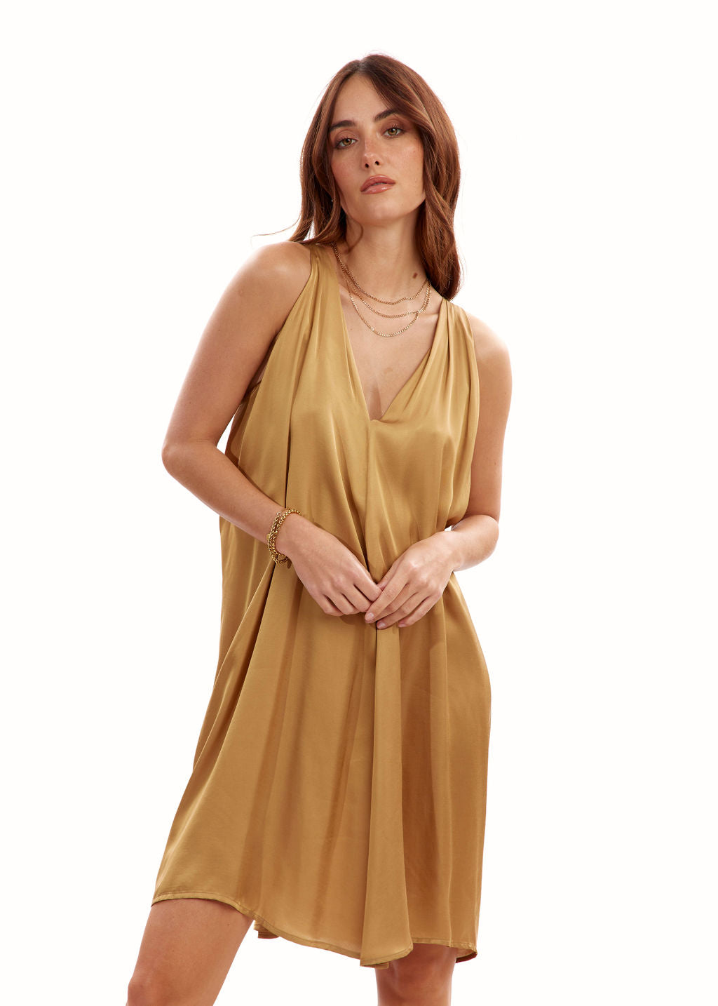 Robe courte fluide beige | Vêtements Femme Lauren Vidal 5