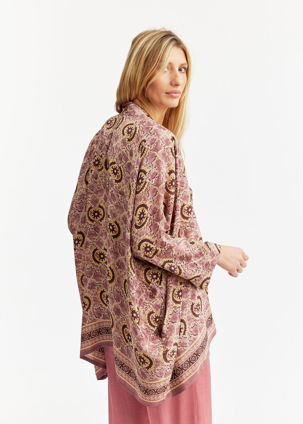Kimono court imprimé rose | Vêtements Femme Lauren Vidal 8